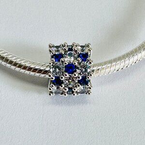 NEW Authentic Pandora BLUE CLEAR Sparkle Charm / Pandora Bracelet